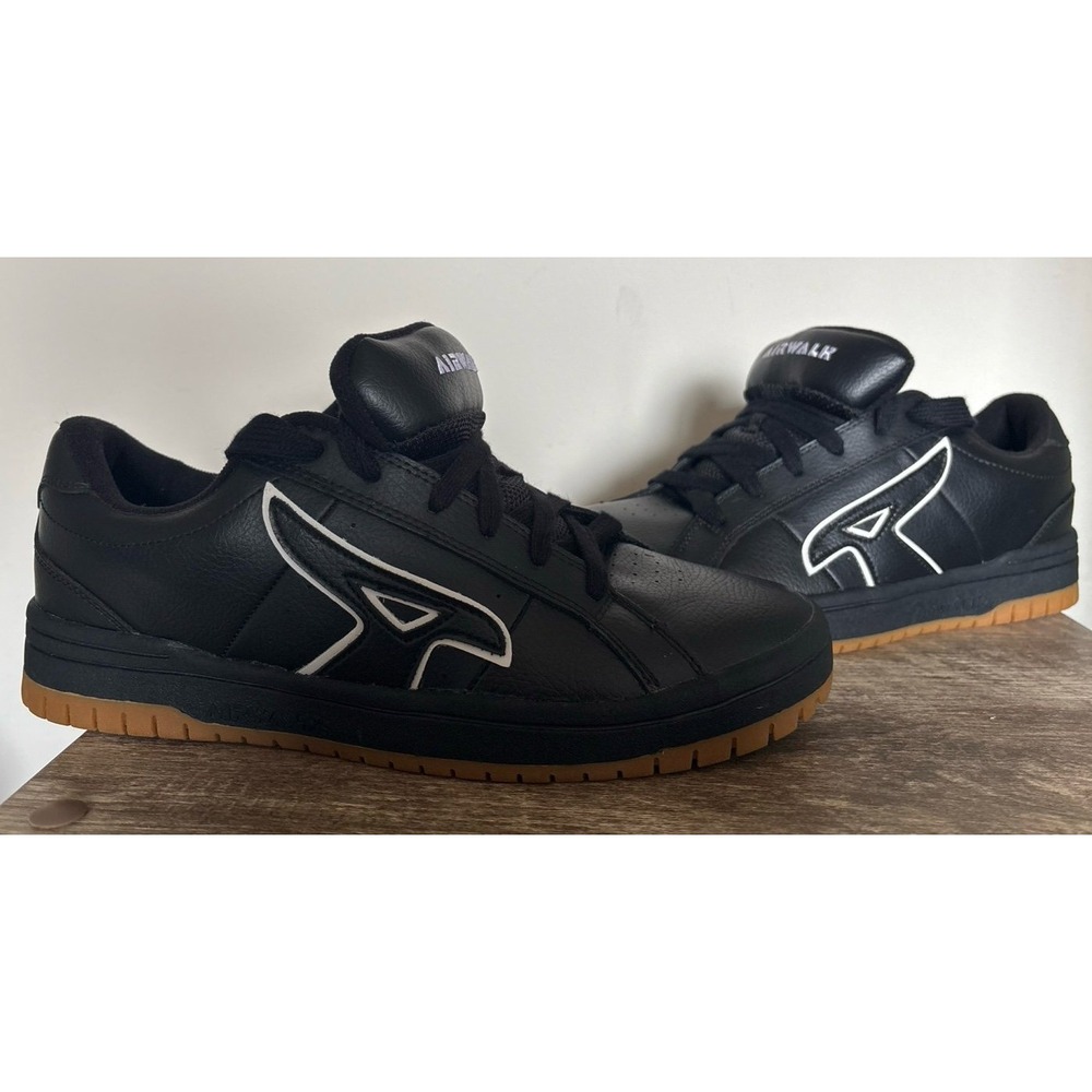 Vintage Airwalk Skater Shoes Chunky Fat Tongue Men's Size 10 Black Leather Y2K
